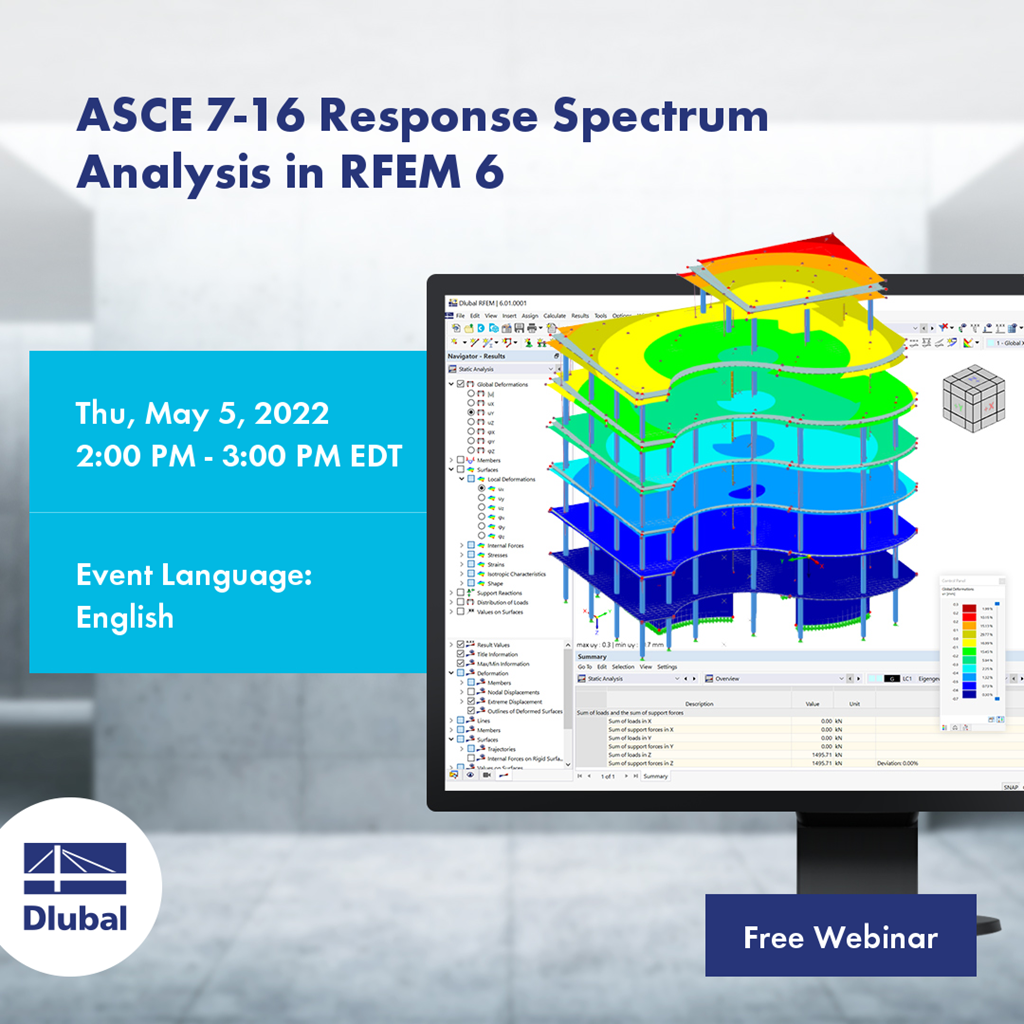 ASCE 7-16 анализ спектра ответа в RFEM 6