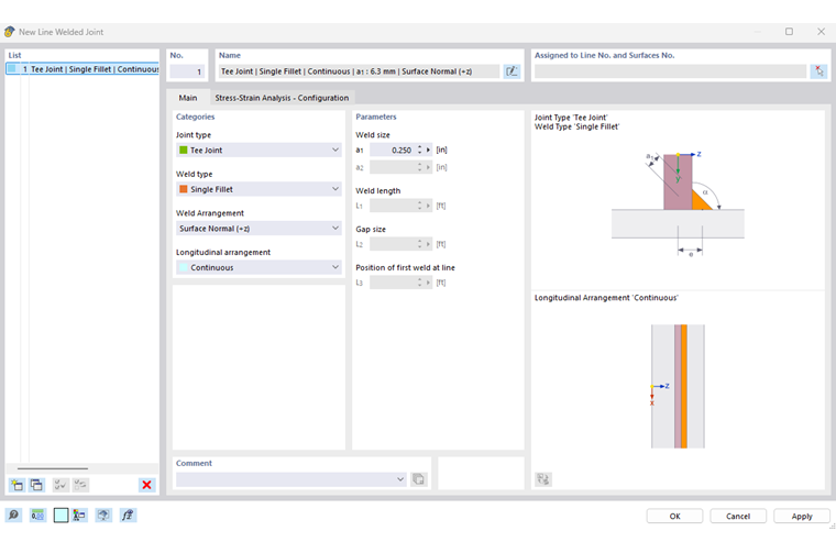 Редактирование линейного сварного шва