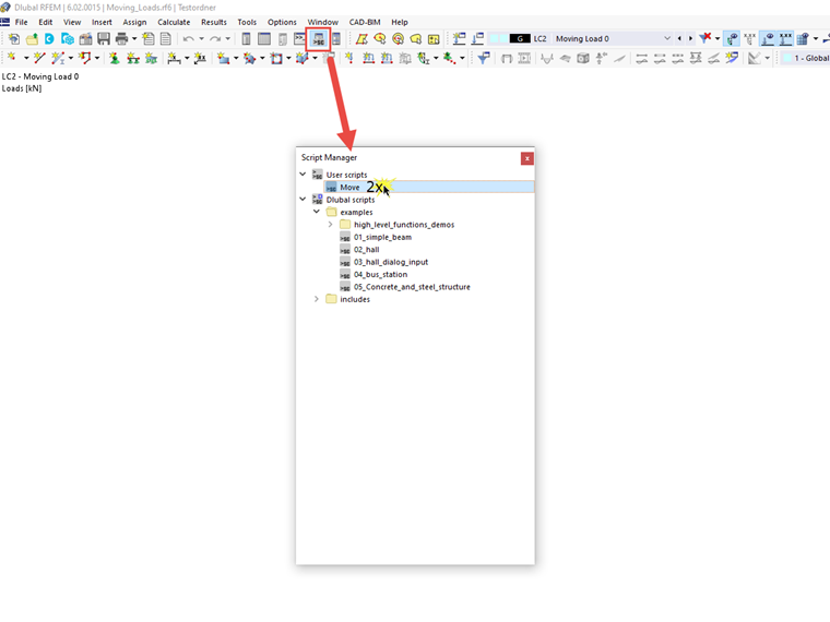 FAQ 005270 | Я хотел бы применить движущиеся нагрузки к стержням в своей модели, но не могу найти дополнительный модуль RF-MOVE. Как это исправить?