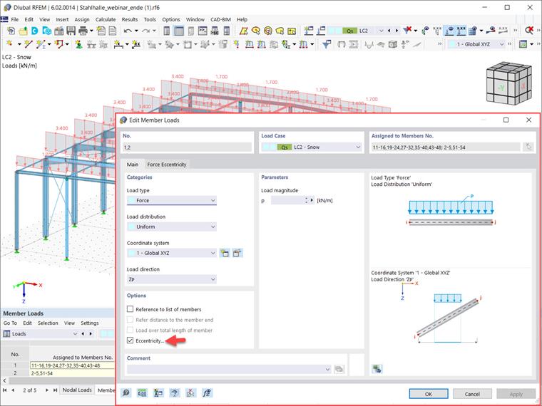 Экцентриситет нагрузки на элемент