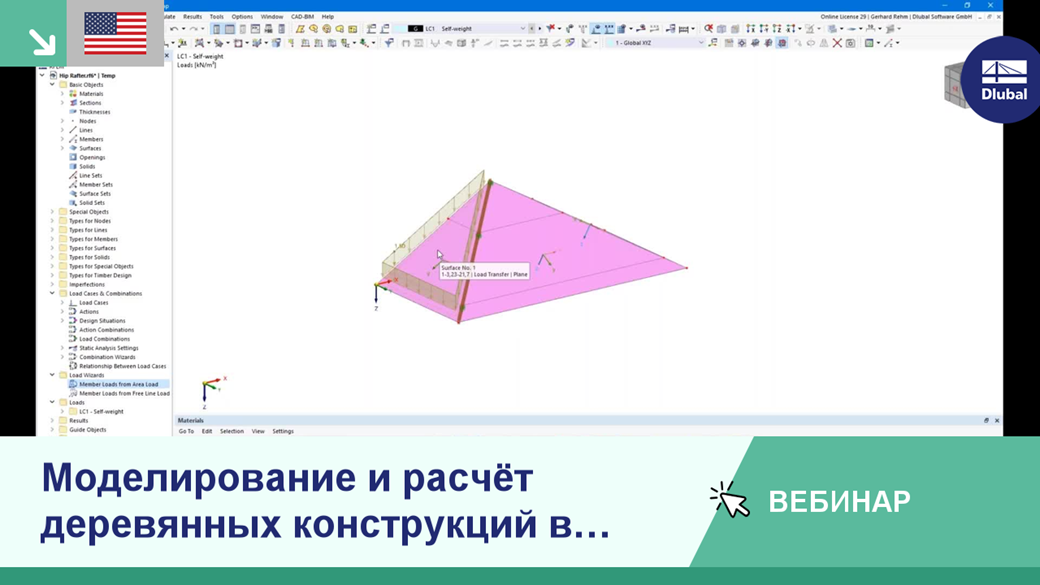 RFEM 6 and RSTAB 9 used for timber structure modeling webinar.
