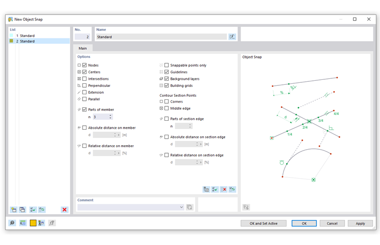 Диалоговое окно «Новая объектная привязка»