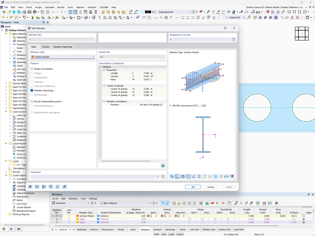 Функция 002550 | Тип стержня «Модель поверхности»