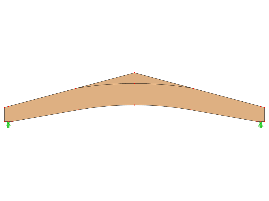 Модель ID 612 | GLB0611 | Скошенный клееный брус | Наклонный | Переменная высота | Симметричный | С подвижным коньковым клином