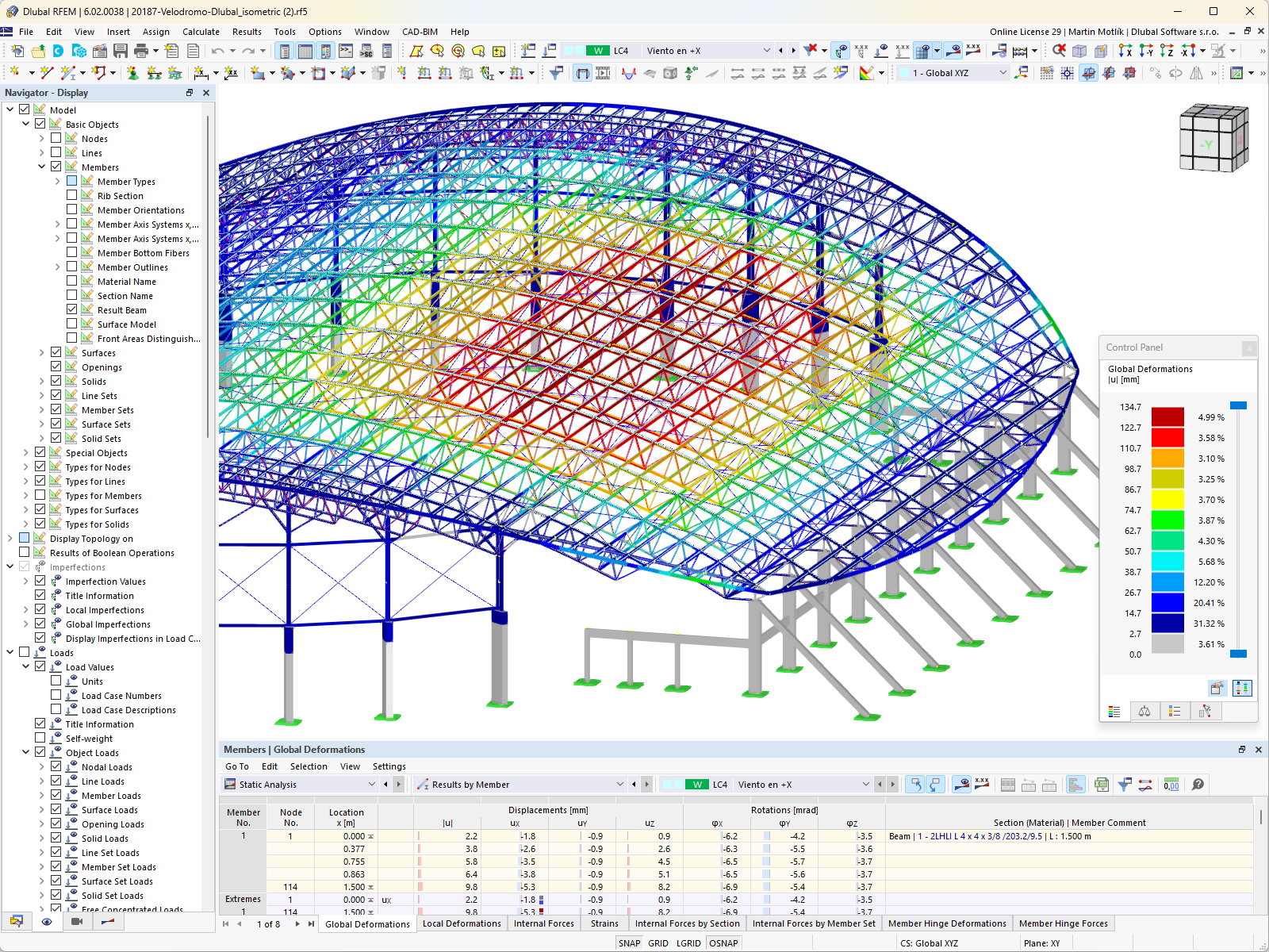 Модель проекта велодрома в RFEM 6 (© Metalúrgica Vera SLR)