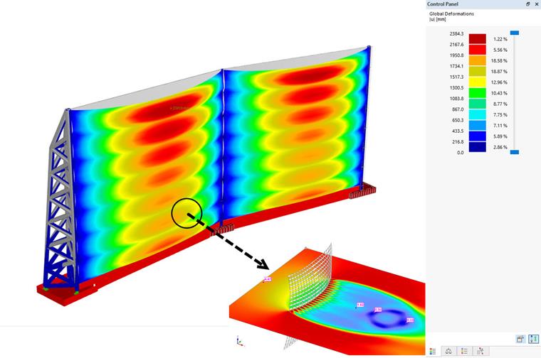 Структура пористой ветрозащитной ткани в RFEM и RWIND