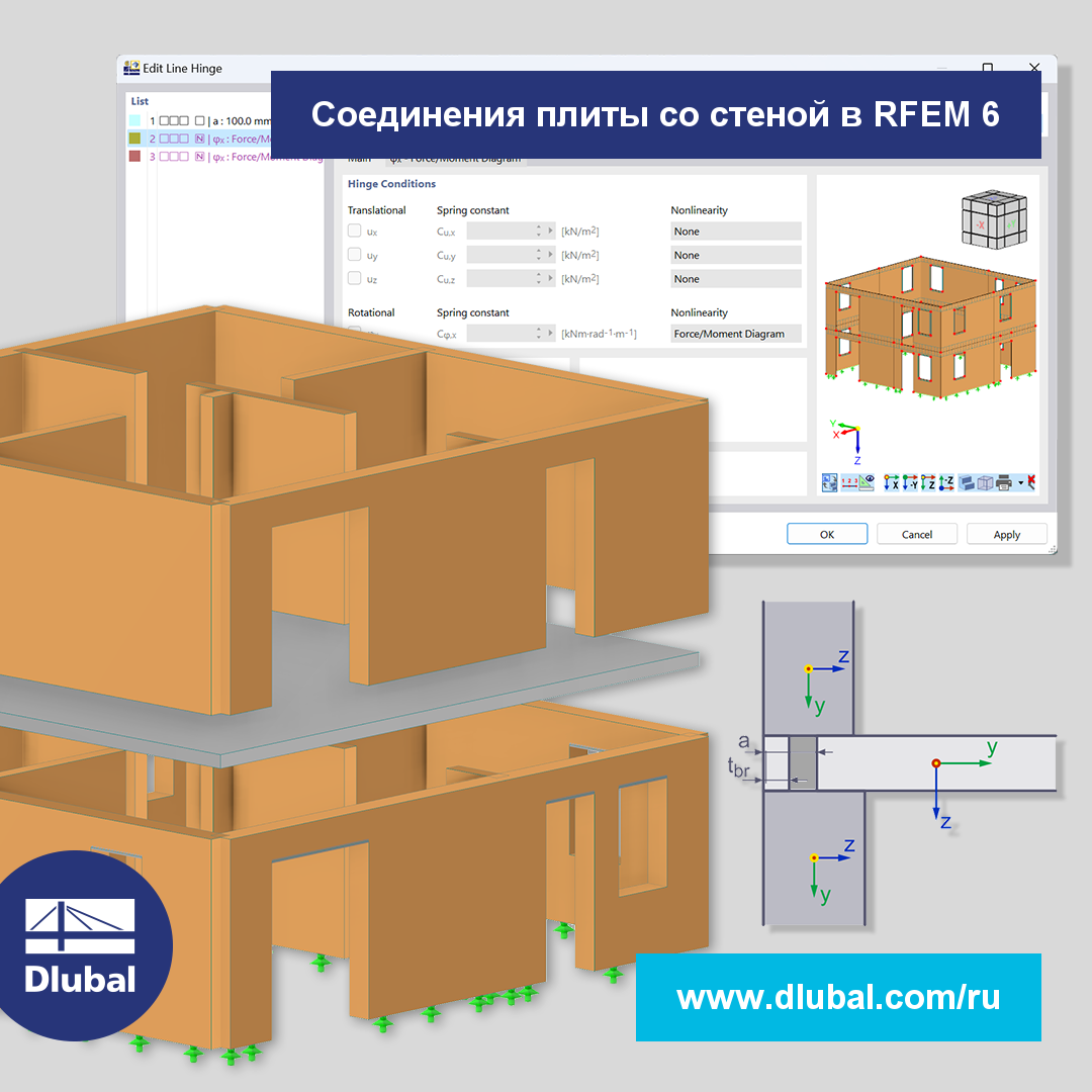 Соединения плиты со стеной в RFEM 6