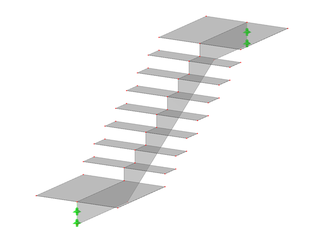 Модель 003891 | STC033 | Однопролетная лестница с нижней и верхней площадкой