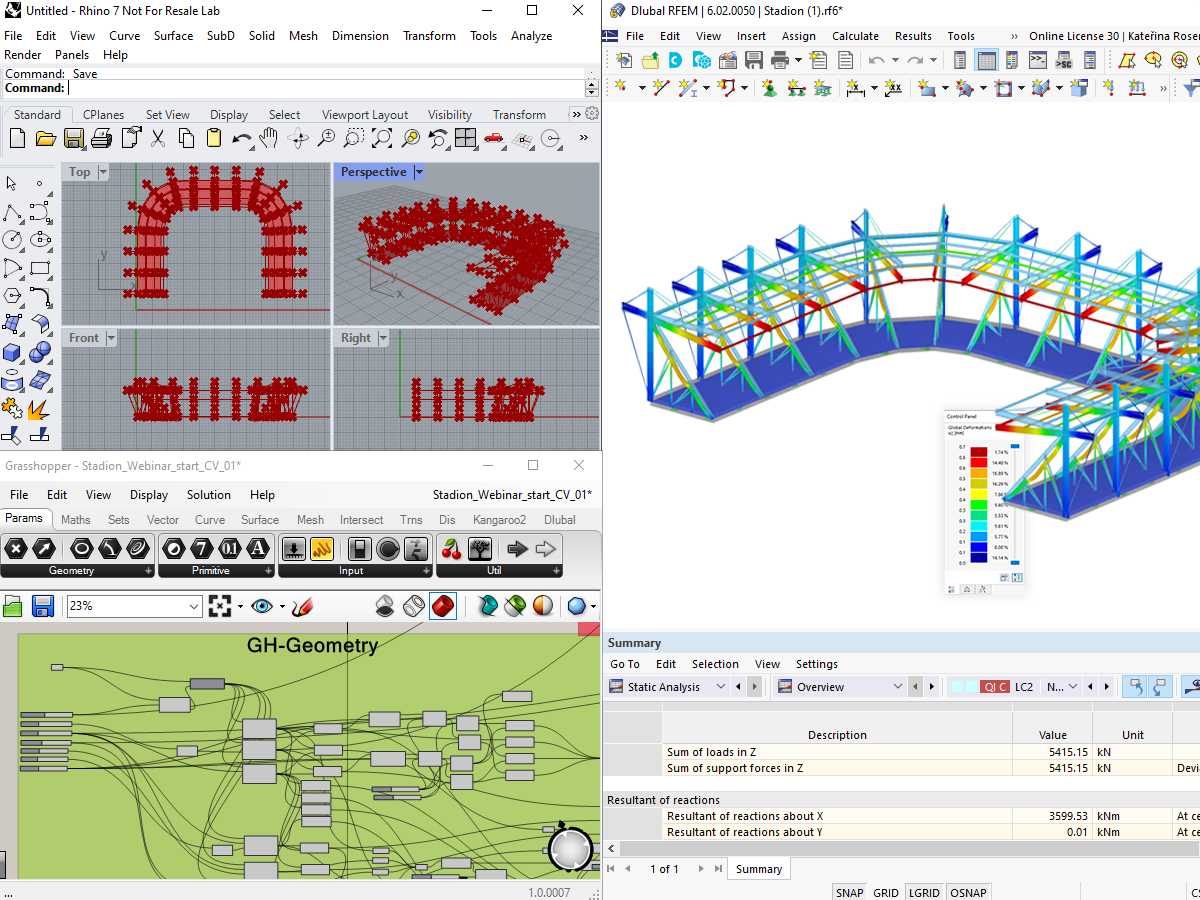 RFEM 6 интерфейсы для Rhino и Grasshopper