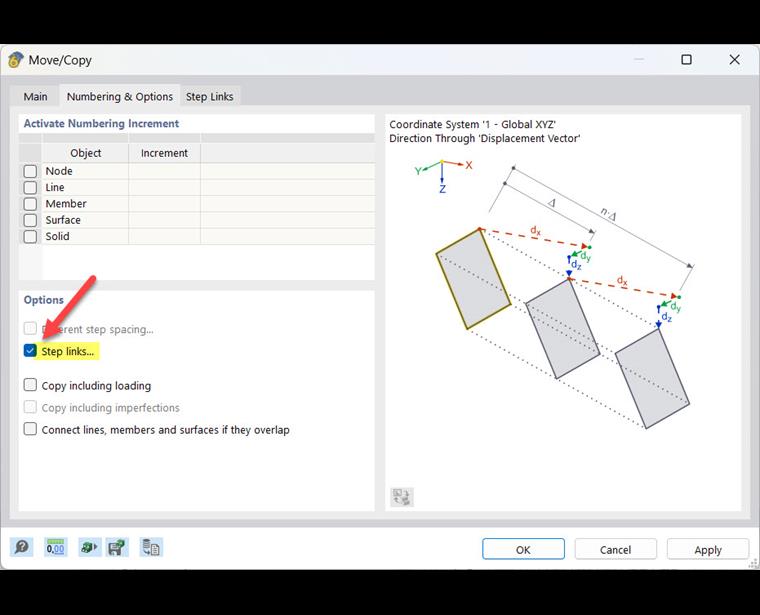 Детальный вид активизации связей между этапами в модуле Лестничная клетка для непрерывного анализа
