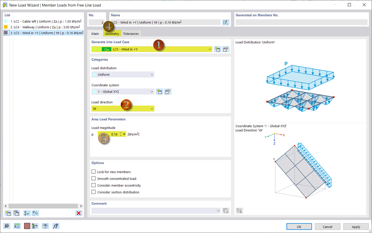 Ветровая нагрузка в + Y