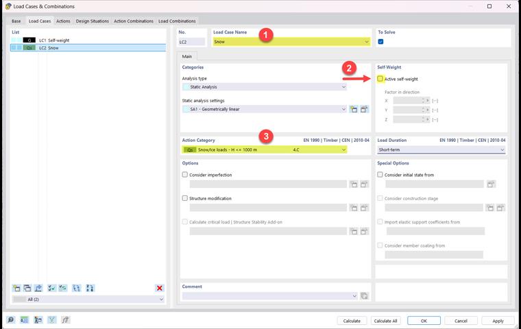 Случай снежной нагрузки