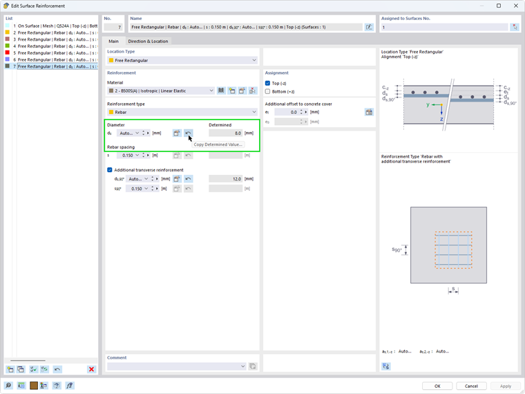 KB 001842 | Перенести найденные параметры армирования на ввод