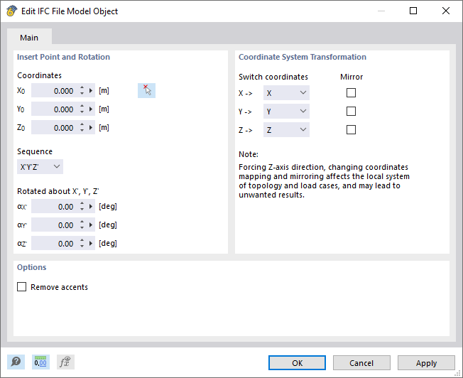 Настройки для экспорта в IFC