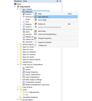 Диалоговое окно моделирования для создания нового материала с подробными полями ввода.