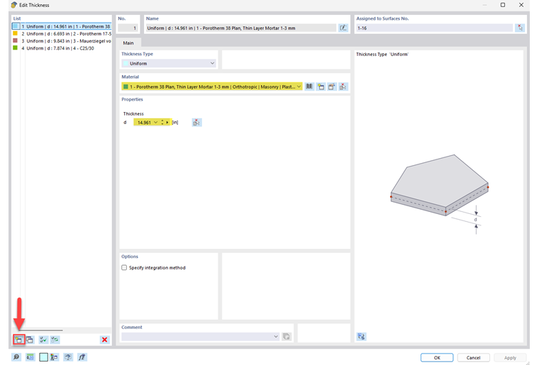 Различная толщина компонентов, визуализированная в 3D-конструктивной модели