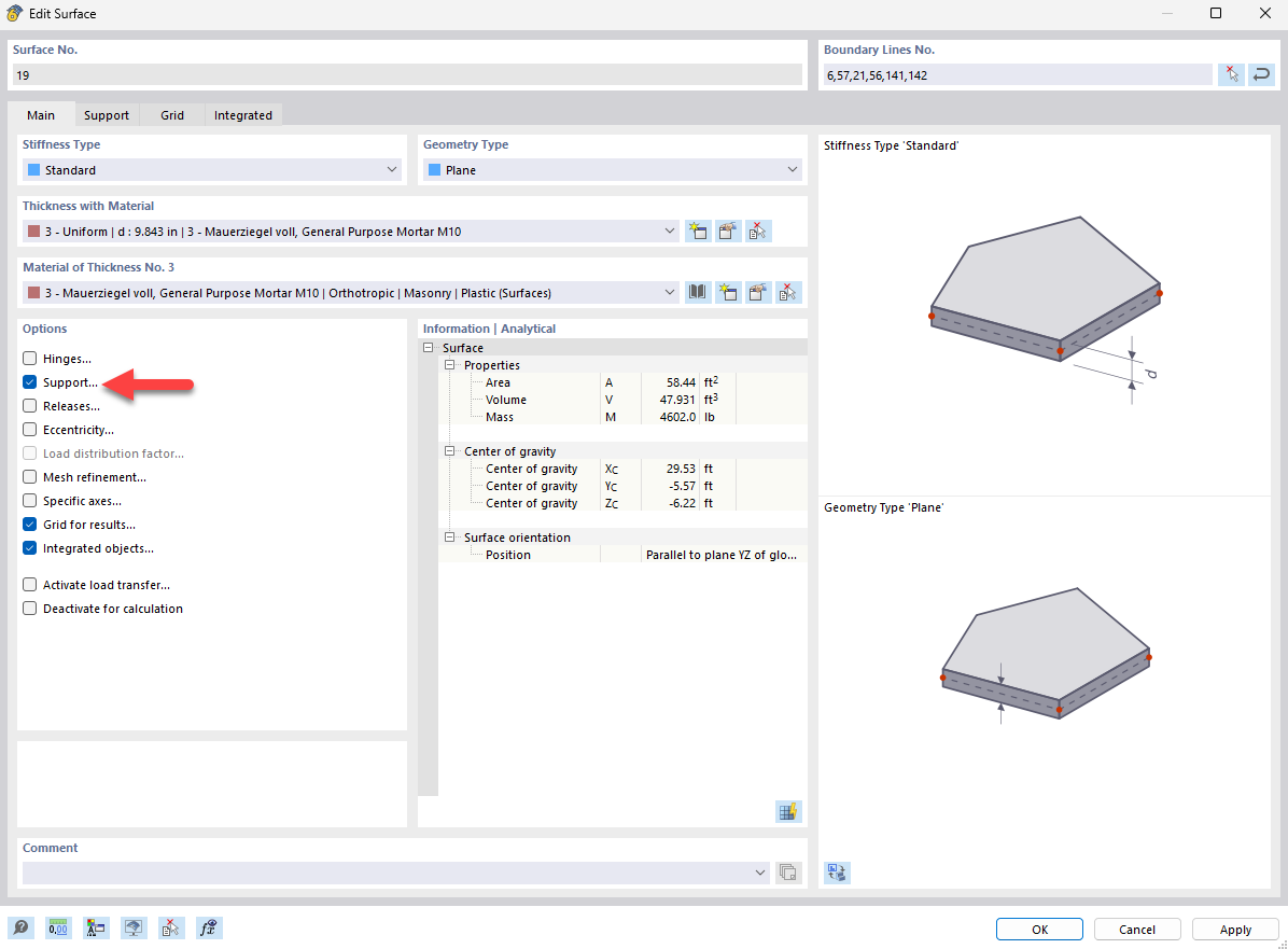 Символическое изображение активации опоры поверхности в строительном приложении
