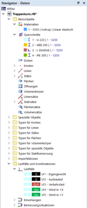 Расчёт нагрузок в лестничной башне с детальными данными модели