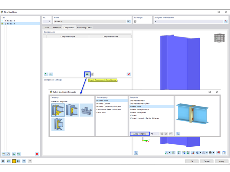 FAQ 005383 | Как создать стыковое соединение в аддоне Steel Joints?