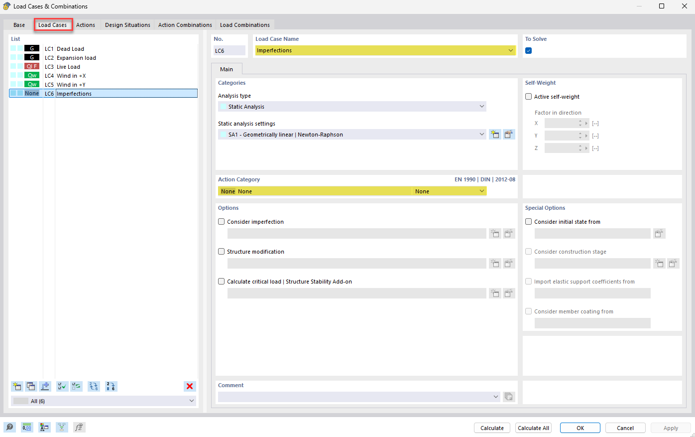Диаграмма загружения без присвоенной категории воздействия с заданной геометрией