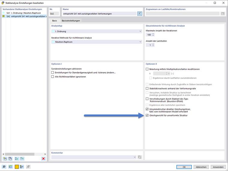 FAQ 005389 | Как я могу установить деформации от LC/CO или от стадии строительства до 0?