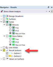 Изображение результатов анализа для конкретного результата сечения. Явно демонстрирует состояние или конструктивные особенности рассматриваемого участка.