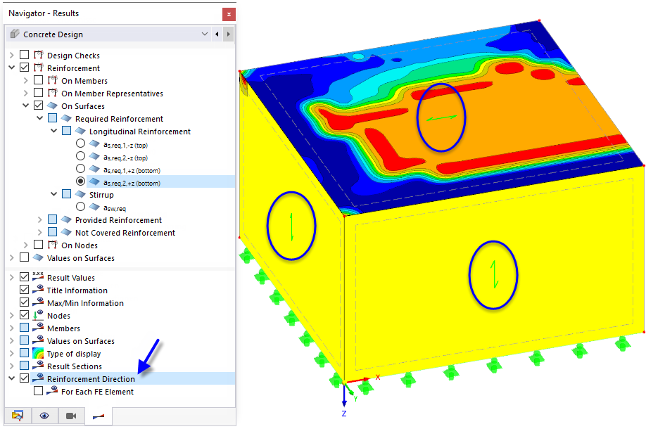 Показать направление армирования