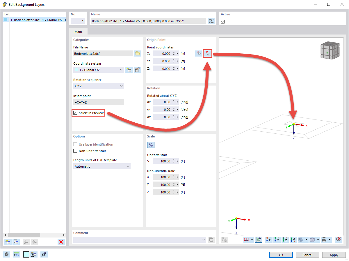 FAQ 005220 | Как я могу вставить файл DXF в качестве фонового слоя в RFEM 6 или RSTAB 9?