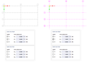 Решётки без продолжения линии (слева) и с расширением линии (справа)