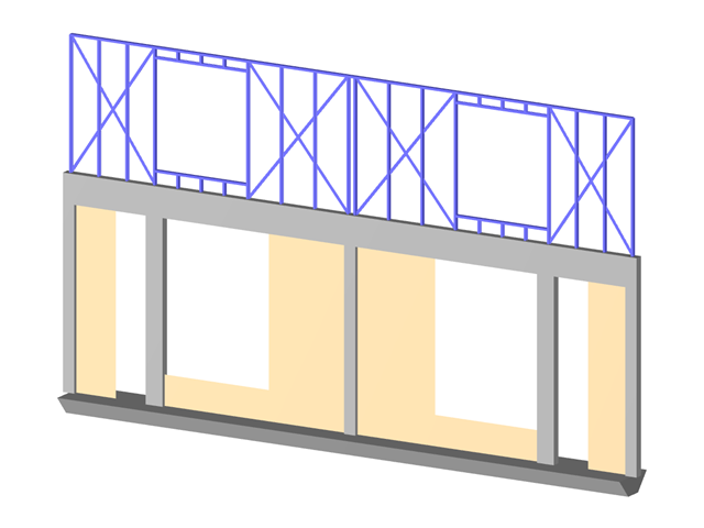 Модель 004521 | Стена с дверями и окнами