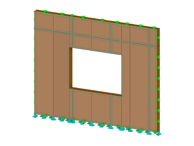 RFEM 000472 | Эффект пластины в стенах из деревянных панелей с проёмами
