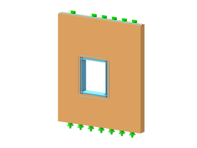Модель 004541 | Кладочная стена с оконным проемом и арматурой рамы