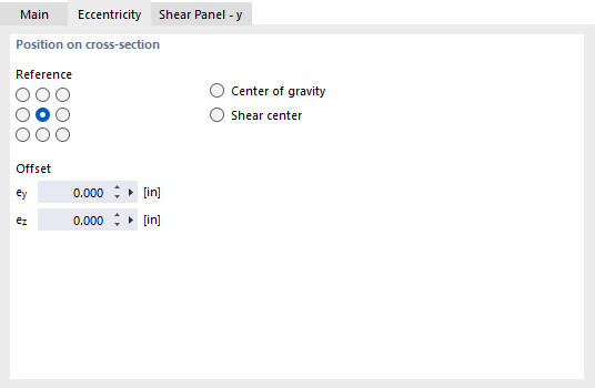 Диалог «Новое узловое закрепление», вкладка «Экцентриситет»
