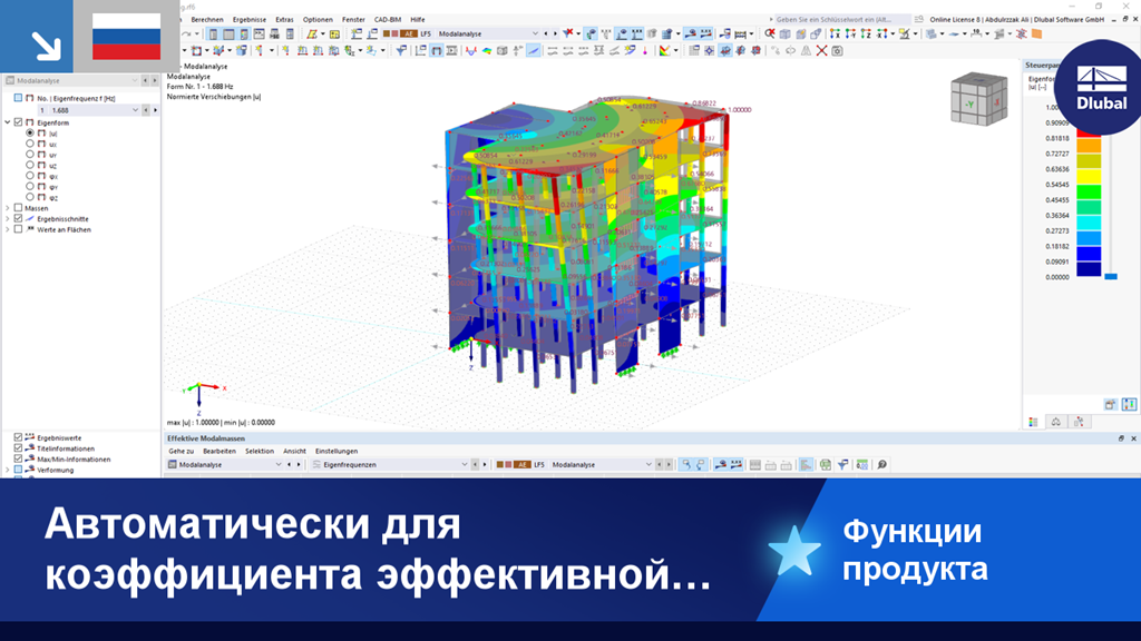 Изображение автоматизированных методов для достижения эффективных факторов модальной массы в расчётах конструкций.