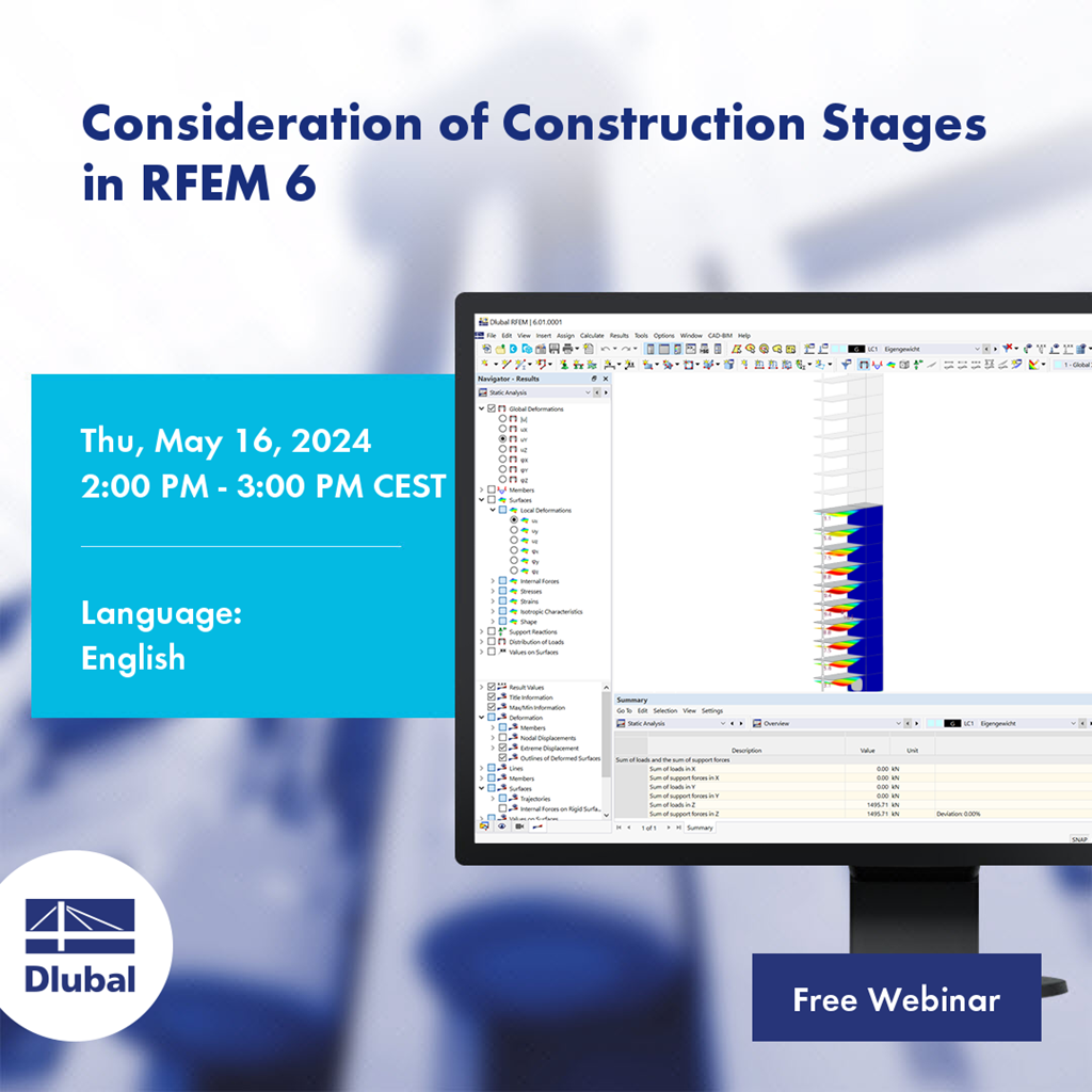 Учёт этапов строительства в RFEM 6