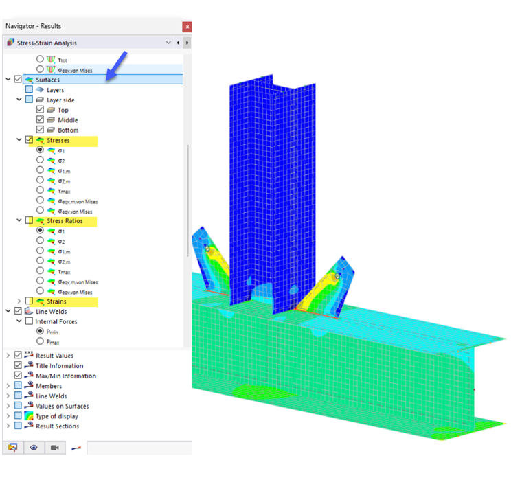 Отображение напряжений в пластинах