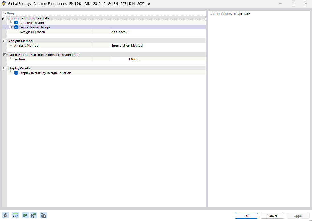 Бетонные фундаменты | Глобальные настройки по EN 1992 и EN 1997