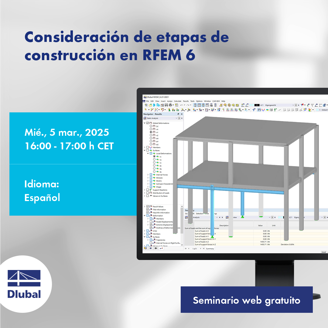 Сессия по стадиям строительства в RFEM 6, 5 марта 2025 г., 16:00–17:00 CET