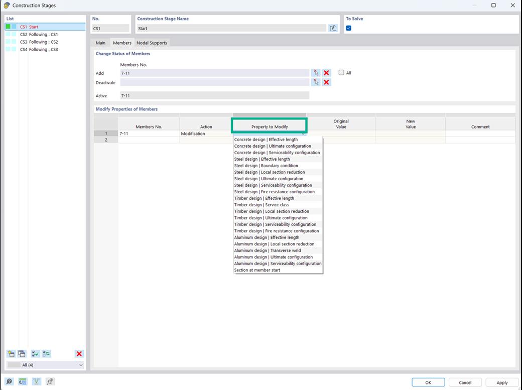 Анализ стадий строительства позволяет регулировать характеристики, такие как элементы и поверхности, на разных стадиях строительства