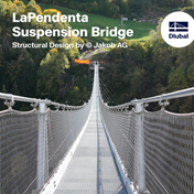 A picturesque view of the LaPendenta Suspension Bridge in Disentis/Mustér, Switzerland.