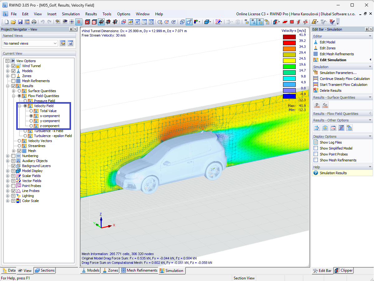 Поле x-компоненты скорости