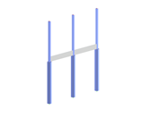 Шумозащитный экран на углублённом фундаменте с видимой бетонной опорой. Конструкция обеспечивает акустическую защиту.