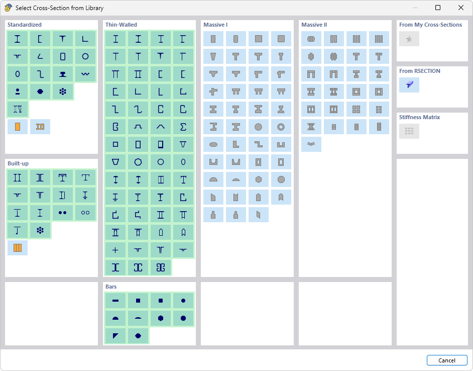 Сечения для расчёта стальных конструкций