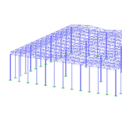 Проект стального зала в Китае с использованием RFEM 6 для расчёта конструкций с ферменными балками длиной 30 метров.