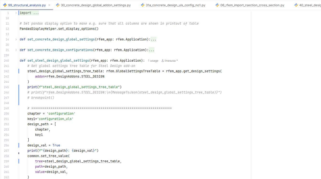 Настройка параметров проектирования с использованием интерфейса API Dlubal для расчёта конструкций.