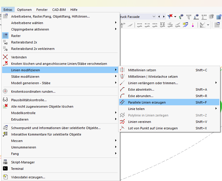 Создание параллельных линий