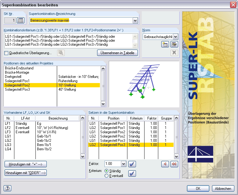 Überlagerung von Betriebszuständen mit Kombinationskriterium "oder"
