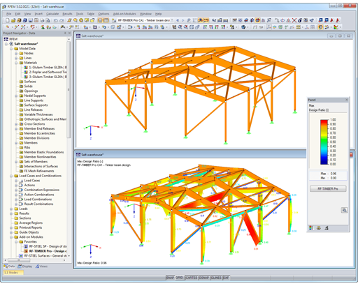 Graphical representation of timber model with design ratio