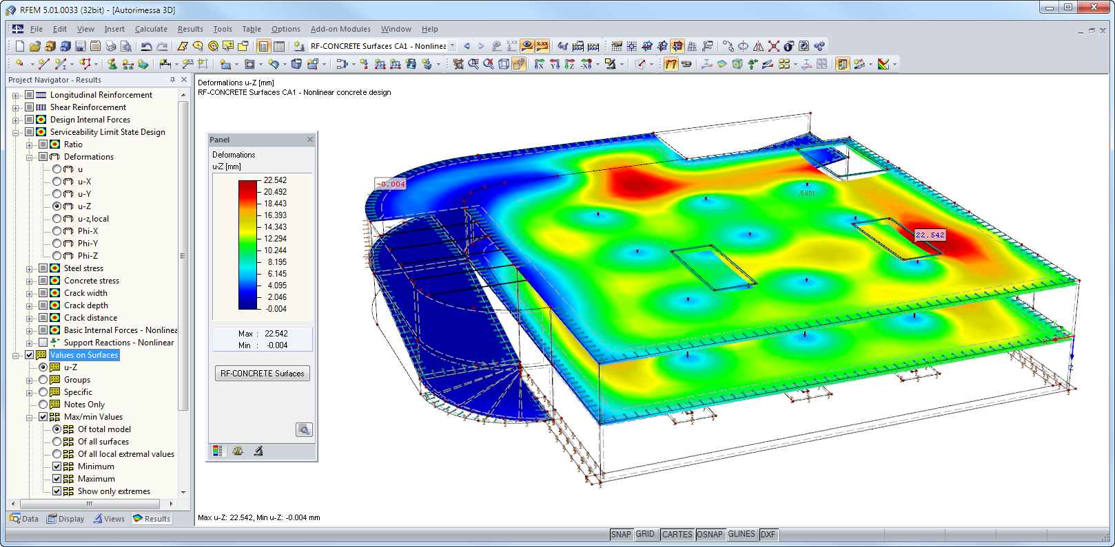 RFEM 中的结果图形显示（变形状态 II）