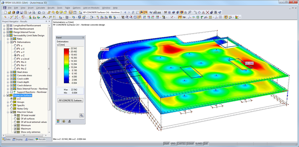 RFEM 中的结果图形显示（变形状态 II）
